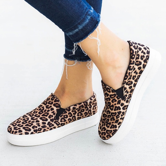 Leopard Comfy Slip-on Flats Loafer Sneakers - Picture 2 of 6